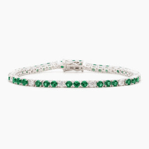 Mae 3mm Emerald Alternating Tennis Bracelet