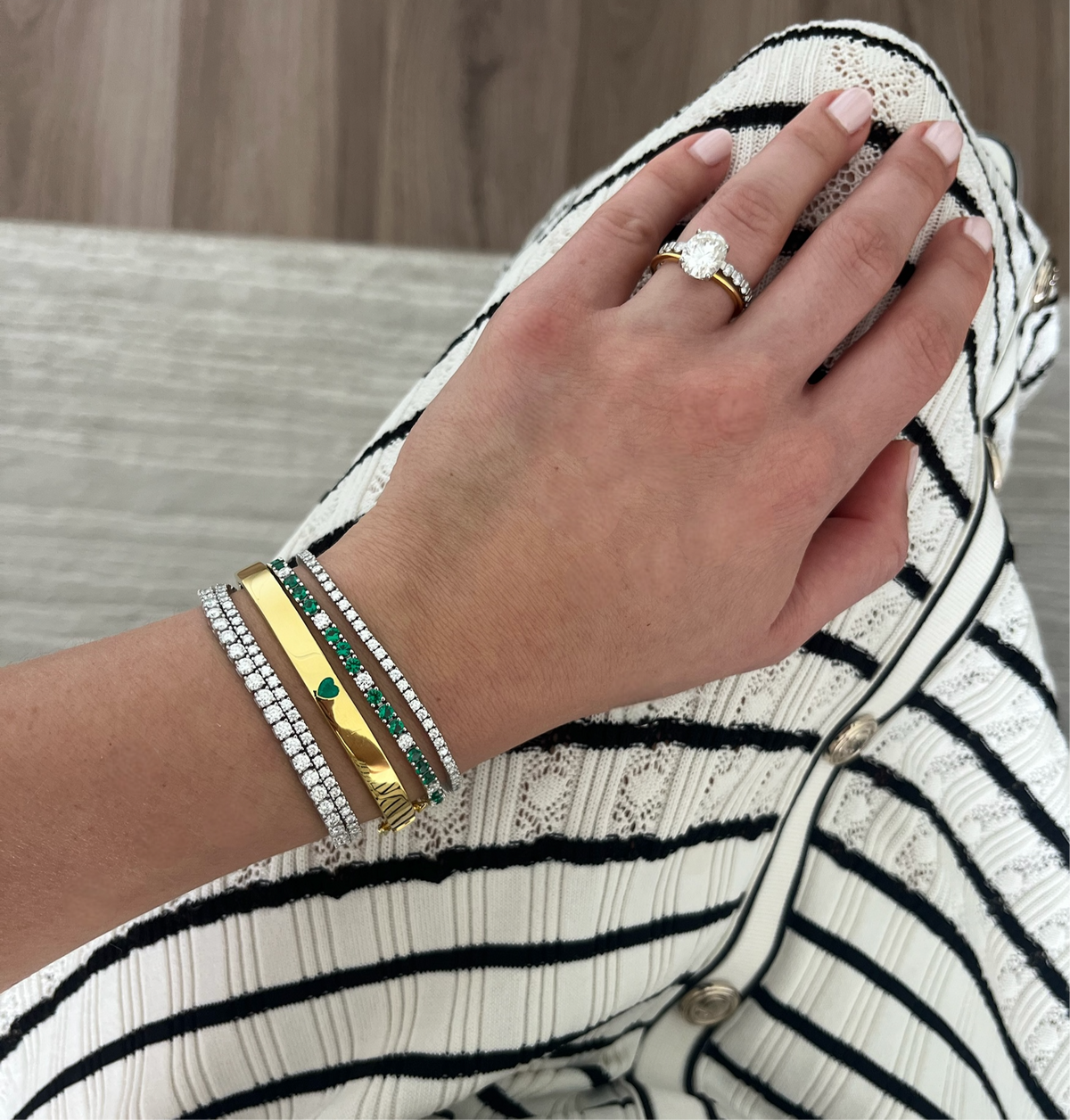 Mae 3mm Emerald Alternating Tennis Bracelet