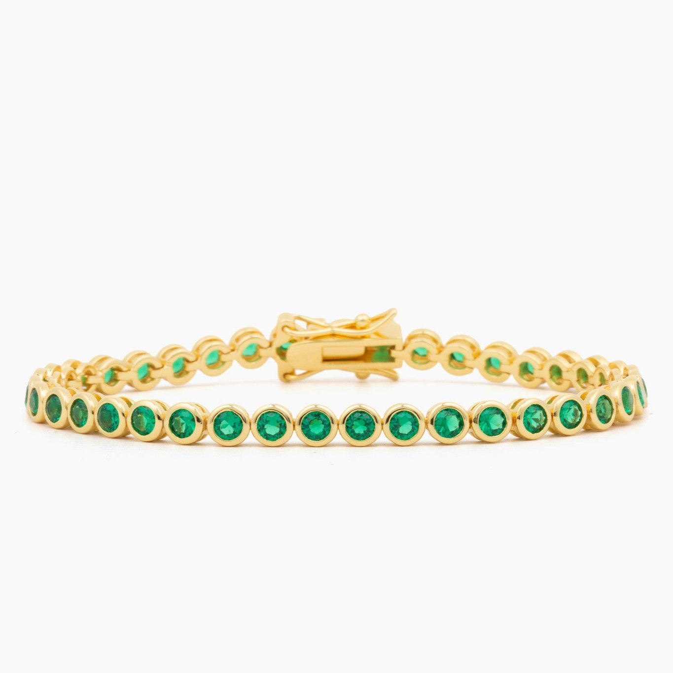 Remi 4mm Emerald Gold Bezel Tennis Bracelet