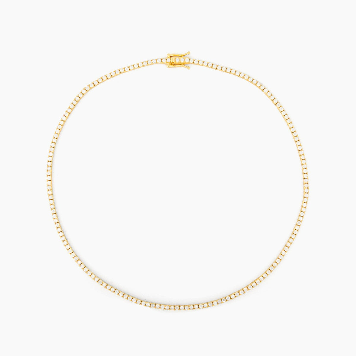 Mae 2mm Gold Round Tennis Necklace