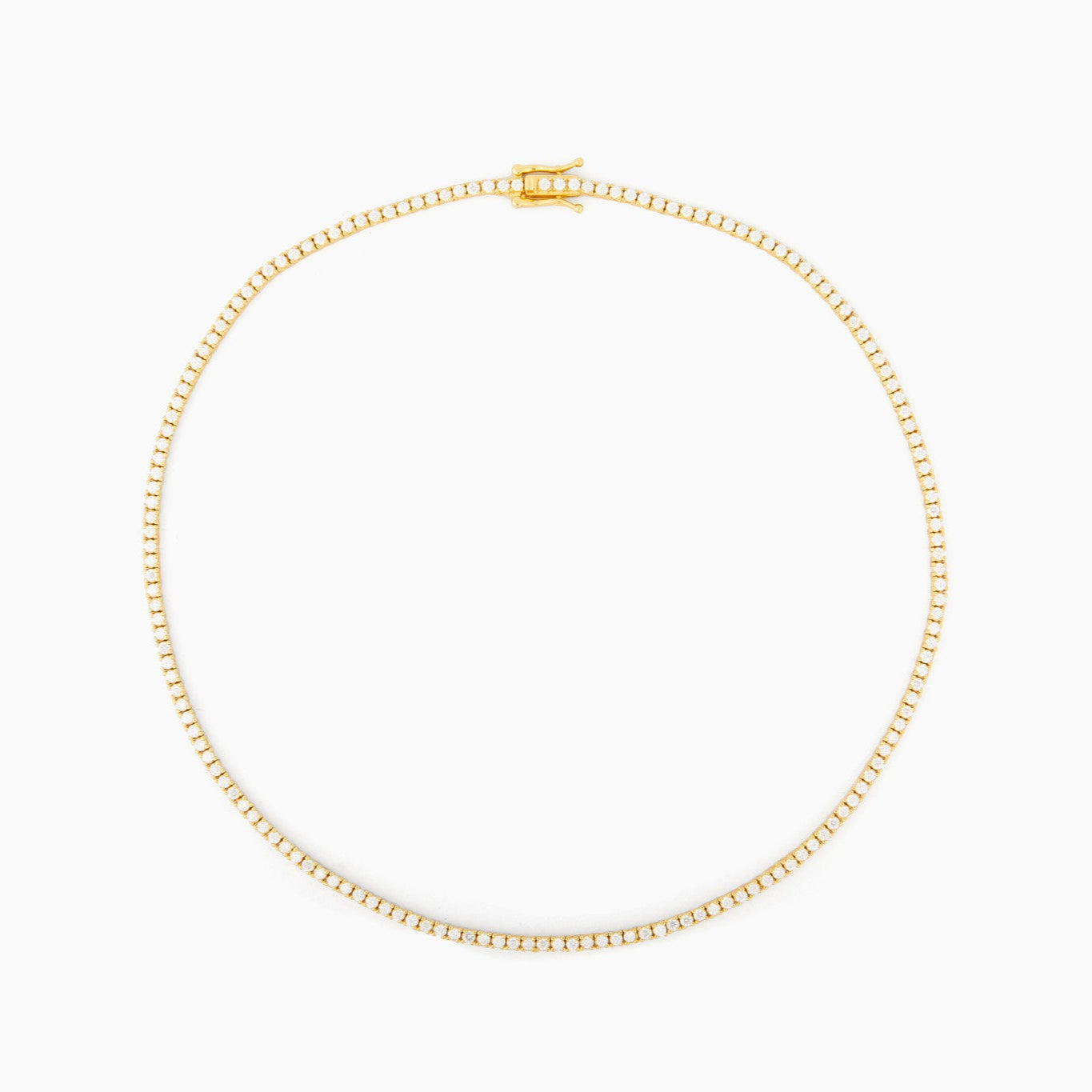Mae 2mm Gold Round Tennis Necklace