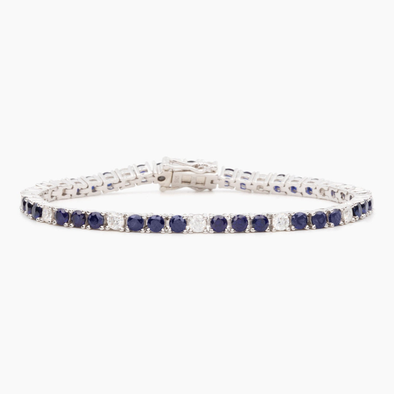 Mae 3mm Blue Sapphire Alternating Tennis Bracelet