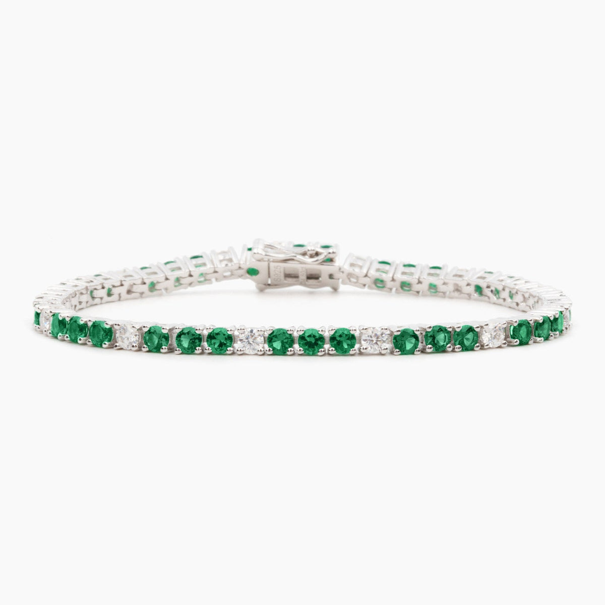 Mae 3mm Emerald Alternating Tennis Bracelet