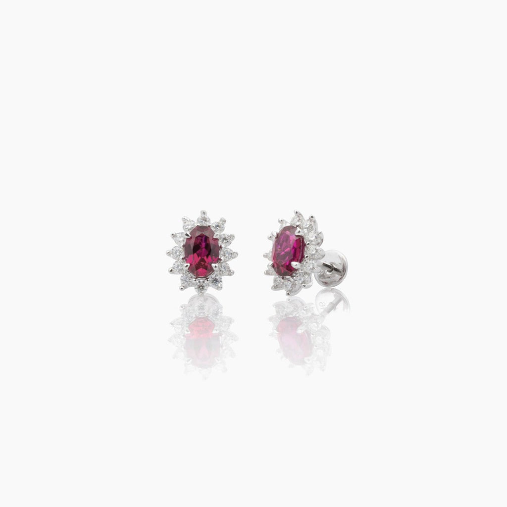 Ruby♥୨୧˙˳⋆﻿　1225 Bea Red Ruby Studs - Modern Gem Co