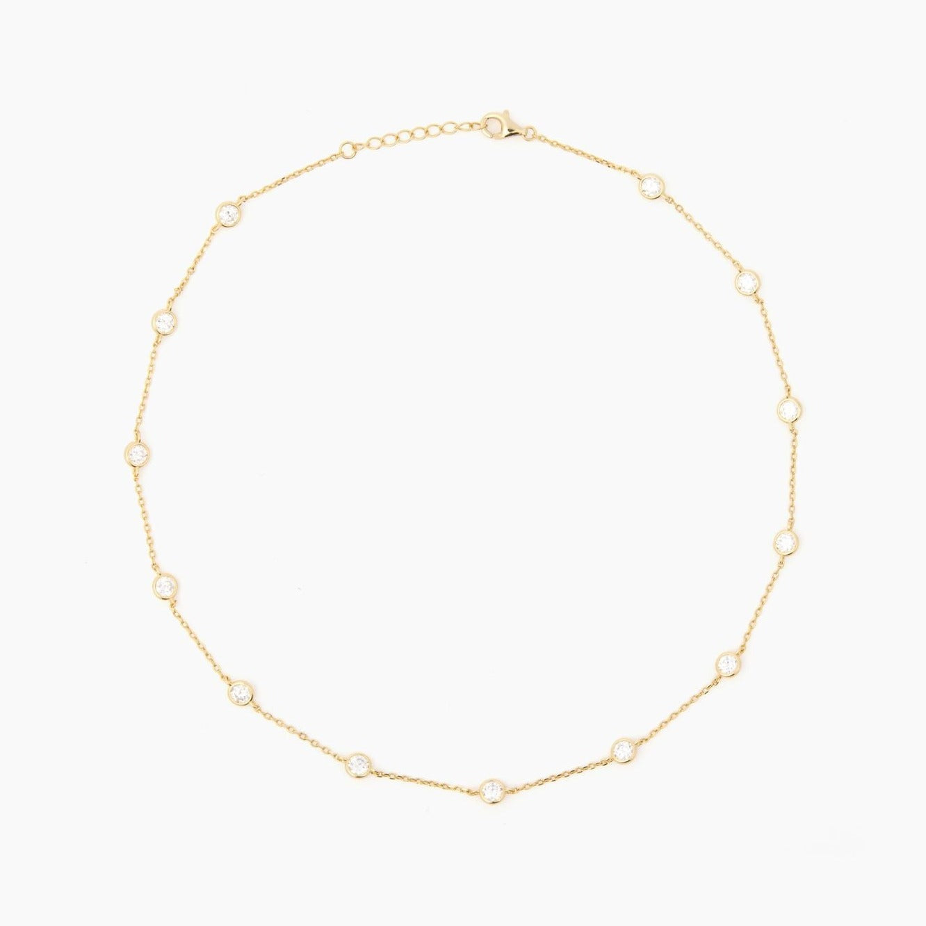 Lena Round Bezel Stationary Necklace